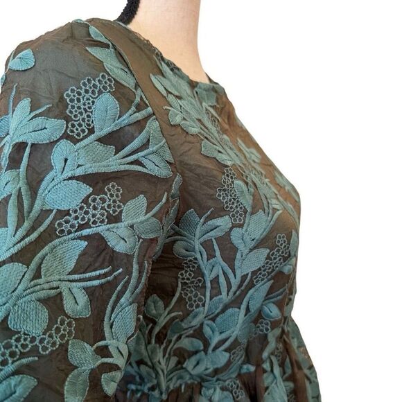 Jessakae Eve Wintergreen Embroidered Dress Sz XS Old Money, Elegant, Cocktail - Picture 4 of 14